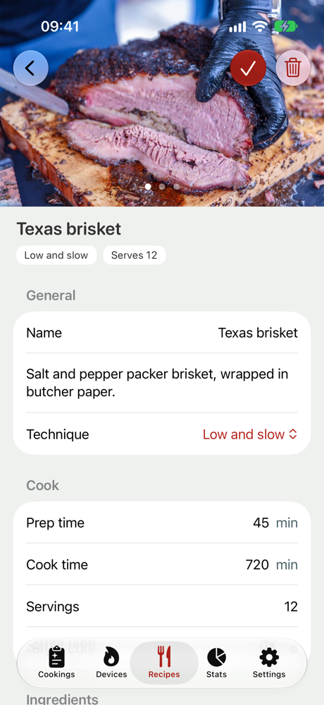 Recipe with ingredients and steps